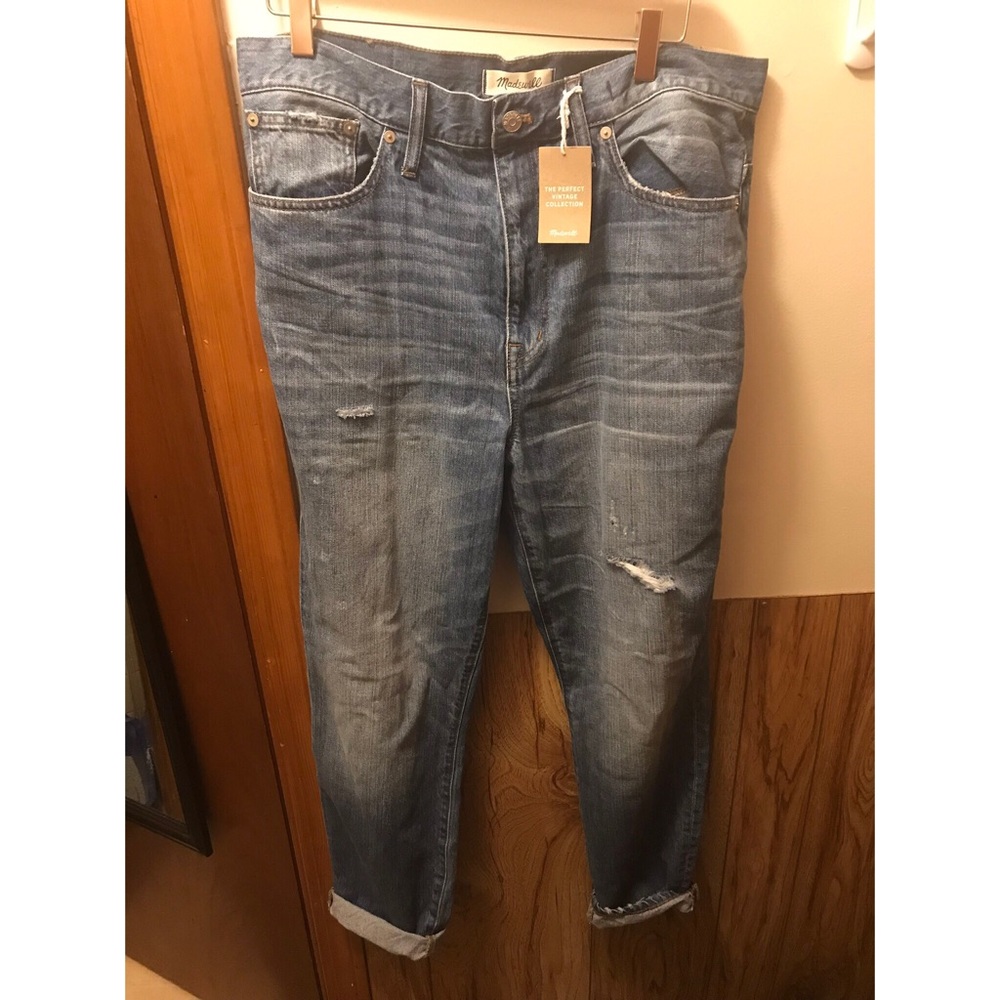 NET MADEWELL SZ 32 SUPER HI WAIST DISTRESSED JEAN
